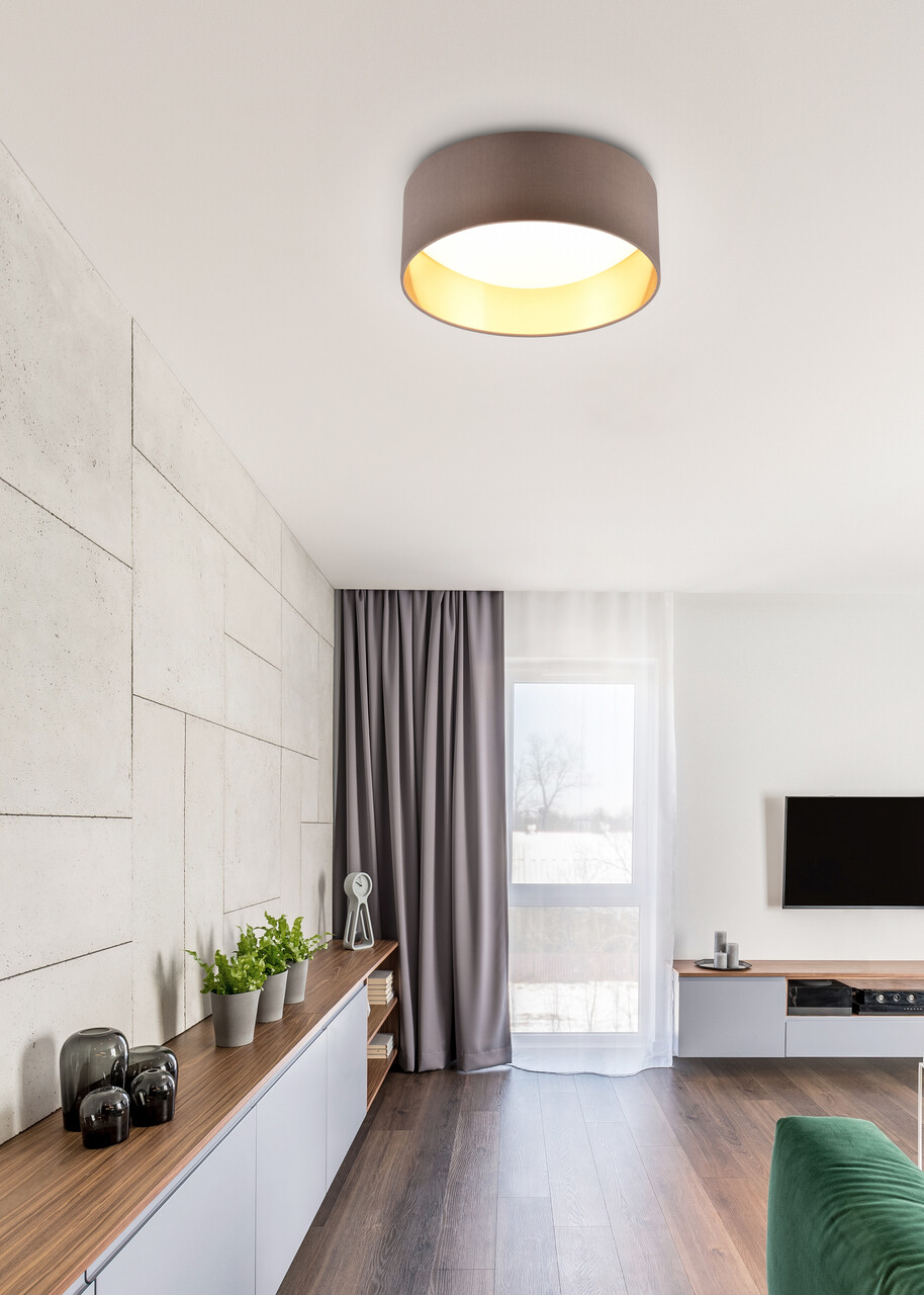 Plafoniera Locarno, RL, 30x11 cm, 12W, 1x SMD, textil, taupe - imagine 6